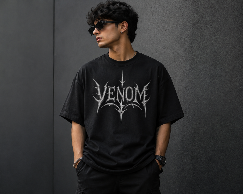 Venom oversized graphic T-shirt for men – premium 240 GSM drop shoulder streetwear tee